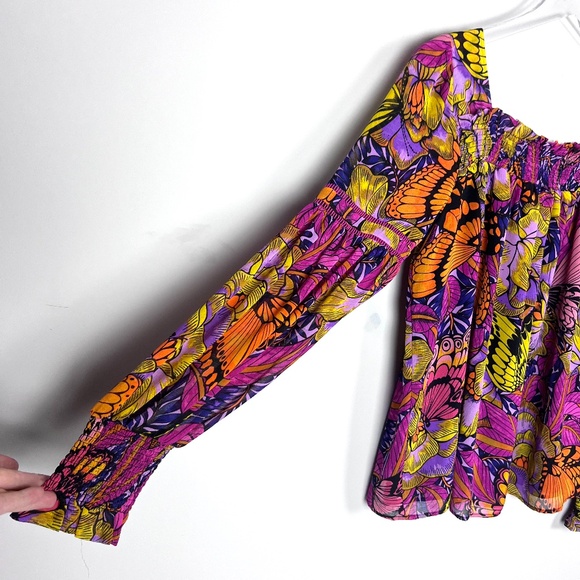 ANTHROPOLOGIE Alexandra Farmer Puff Sleeved Blouse Smocked Pullover‎ Top XS - Picture 10 of 13